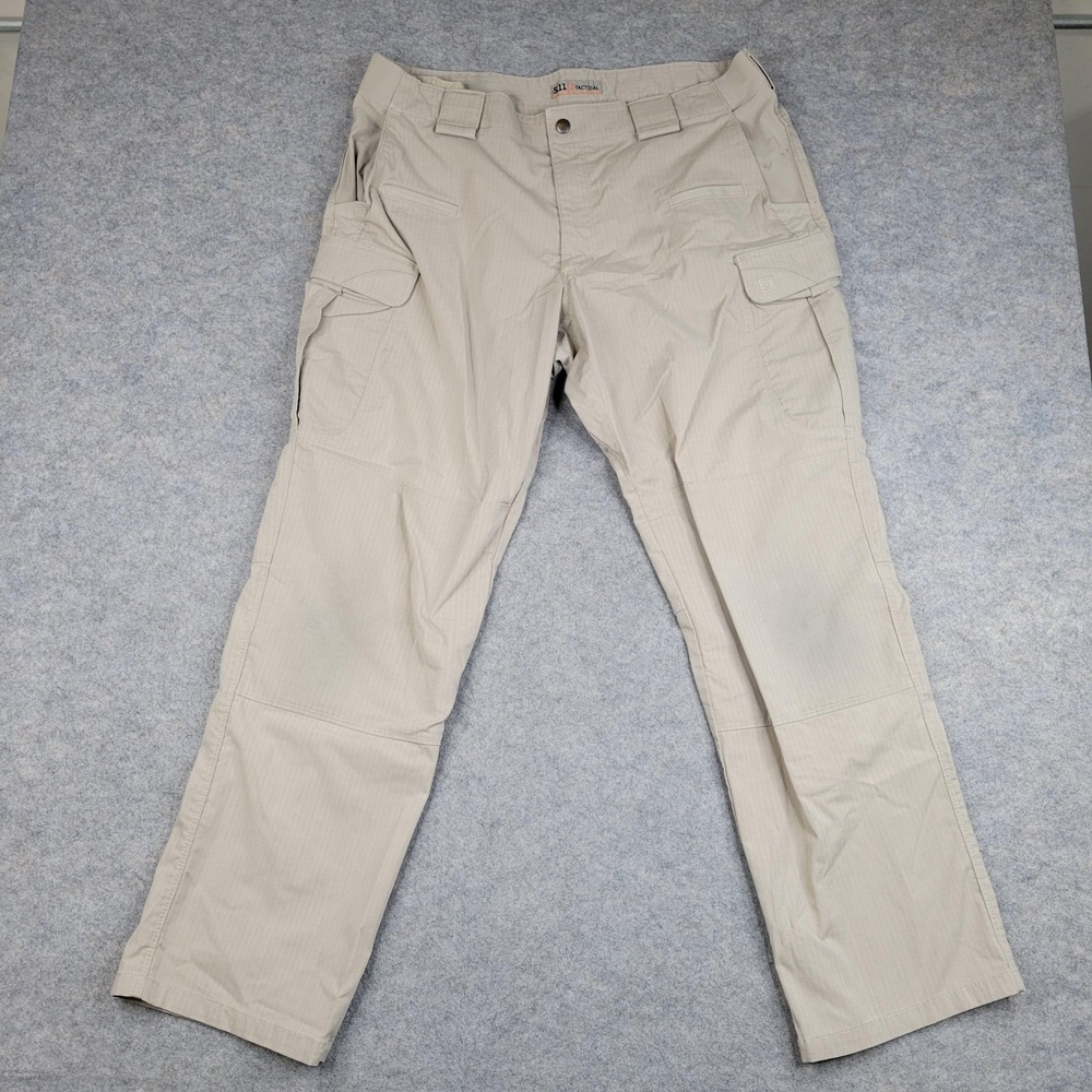 5.11 Tactical Pants Mens 36x32 Beige Cargo Ripstop Workwear Utility Pockets